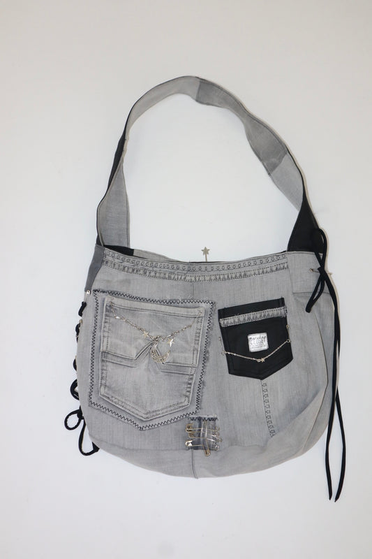 Gray / Black Denim tote/shoulder bag