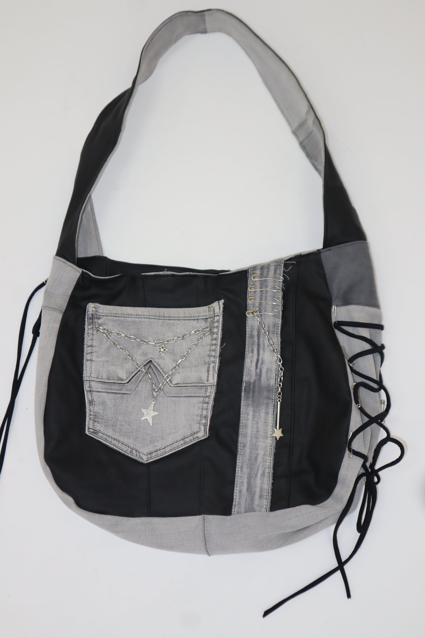 Gray / Black Denim tote/shoulder bag